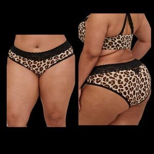 5X 28W Torrid Leopard Hipster Panty Lattice Back Lace Trim Second Skin Stretch